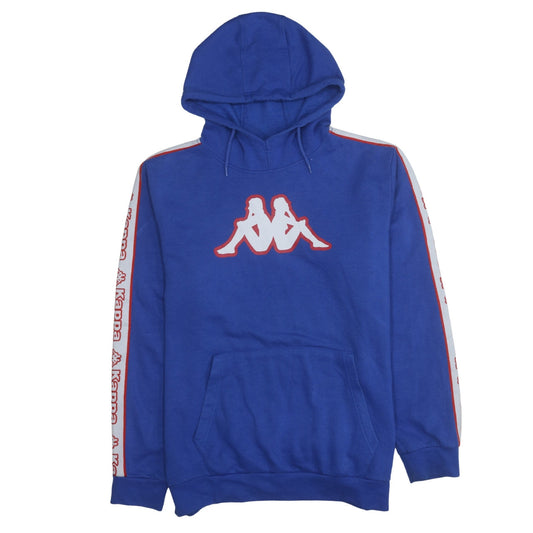 Kappa Men's Blue XL Pullover Hoodie with Logo Tape Sleeves