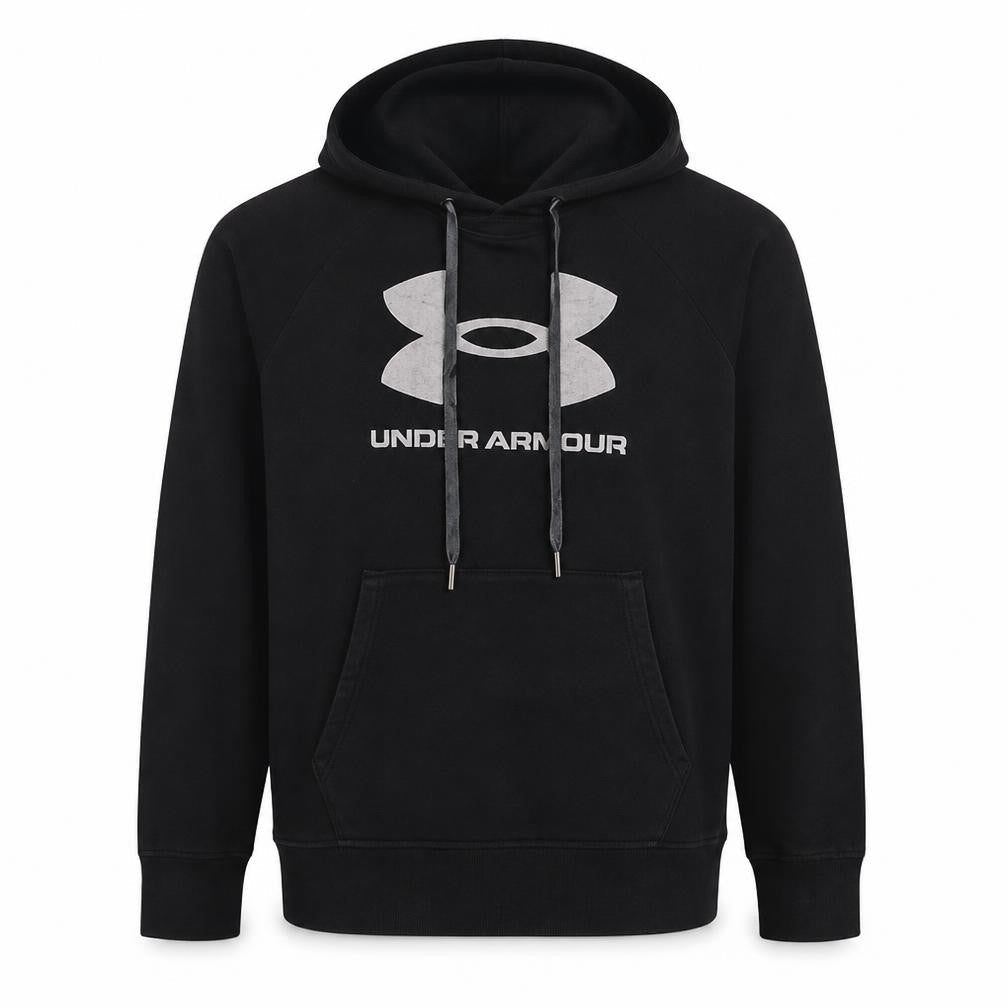 Under Armour Boys Black Pullover Hoodie Small Loose Fit Graphic Print