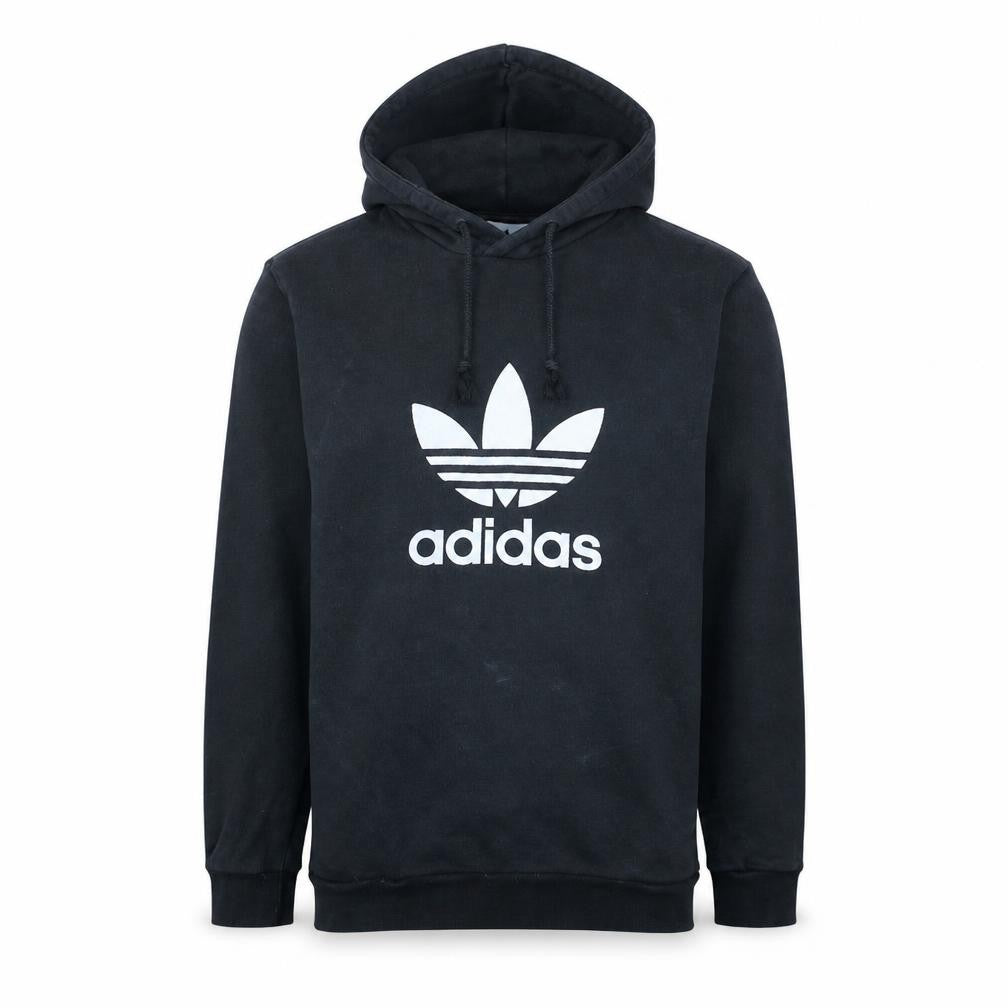 adidas Men’s Black Pullover Hoodie S Trefoil Graphic Fleece