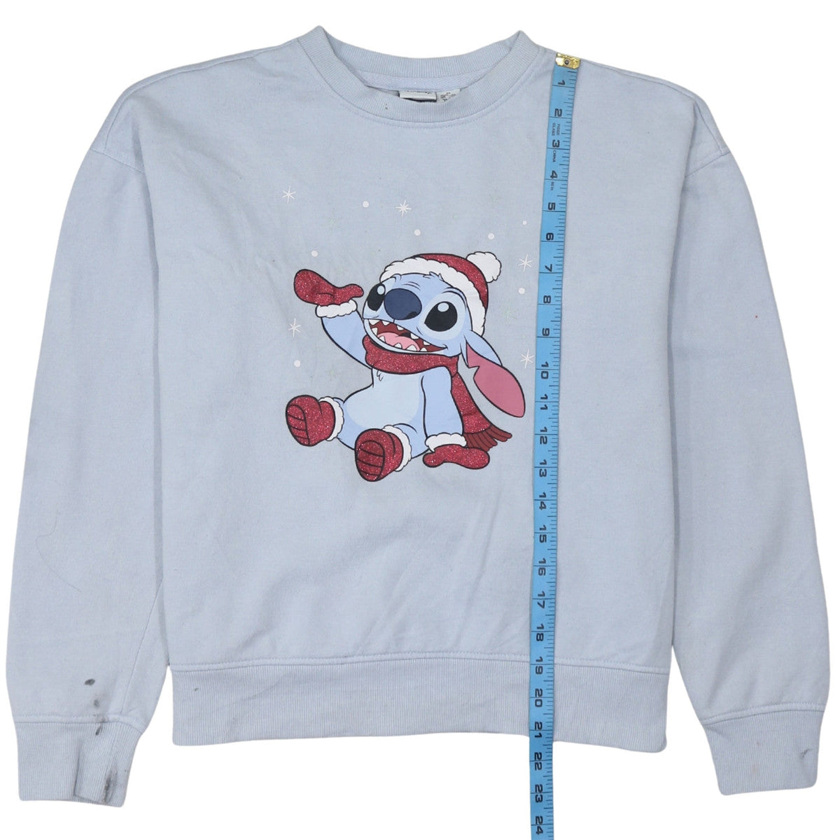 Primark Disney Women Blue XS Pullover Sweatshirt Stitch Christmas Design