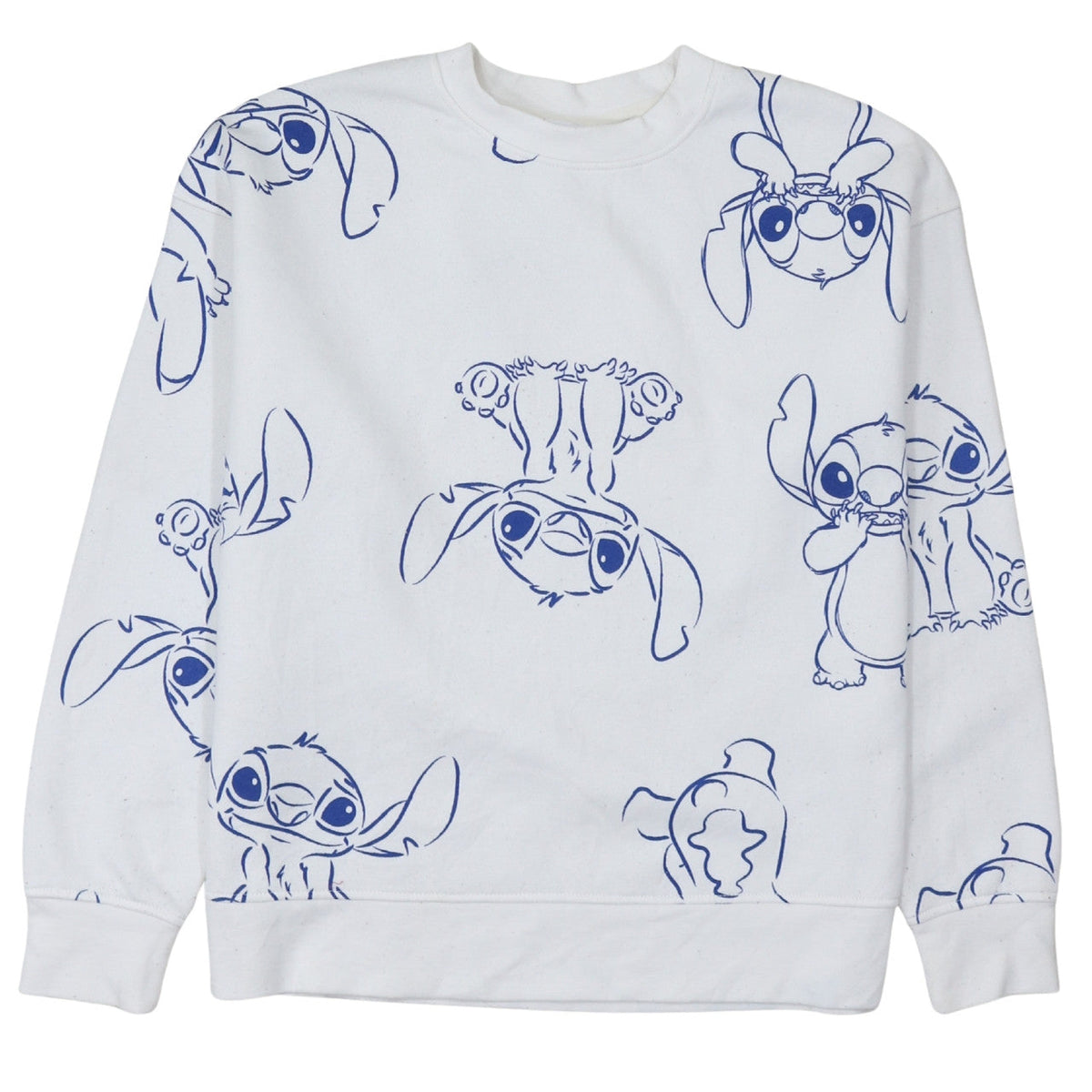 Disney Women White Stitch Print Pullover Sweatshirt Size S