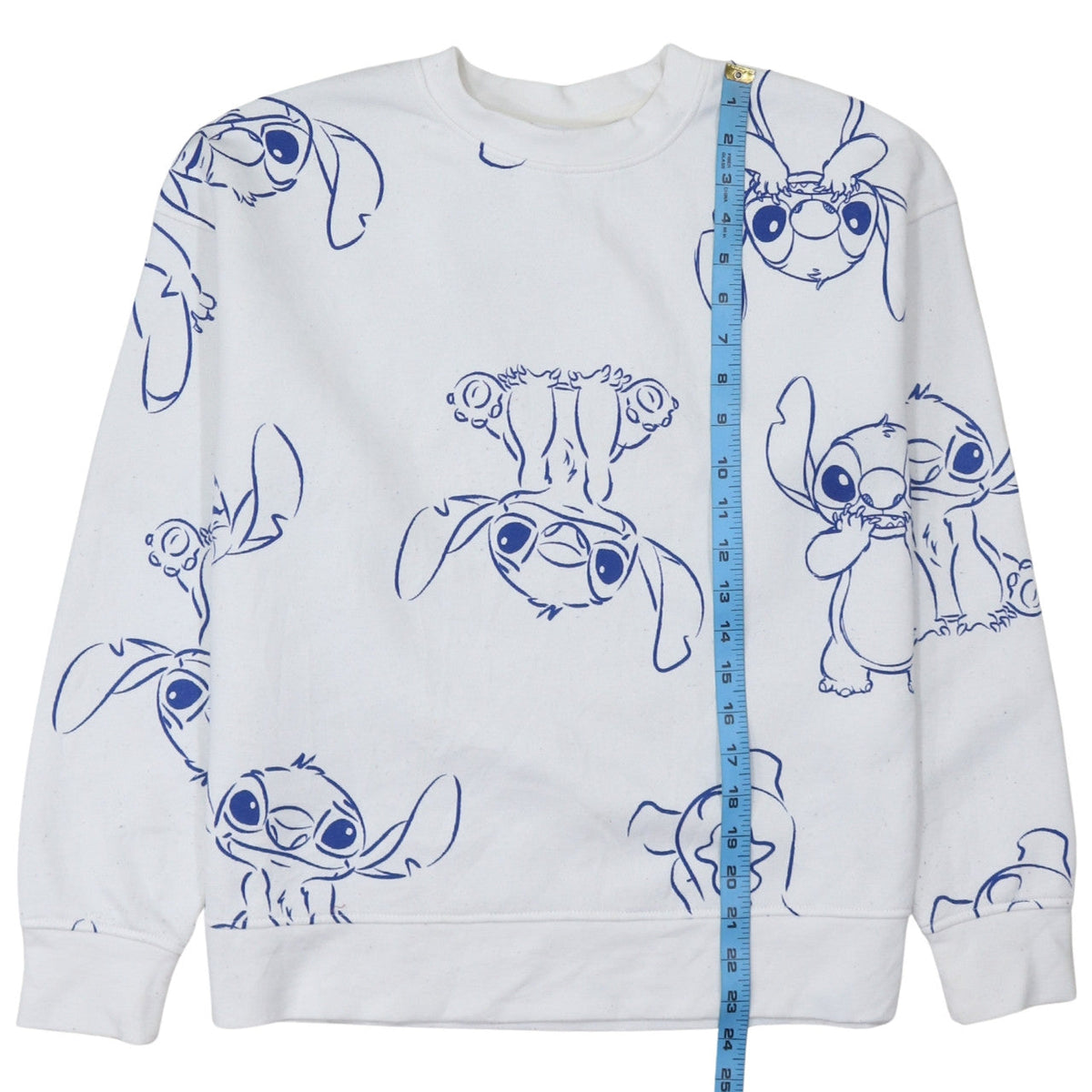 Disney Women White Stitch Print Pullover Sweatshirt Size S