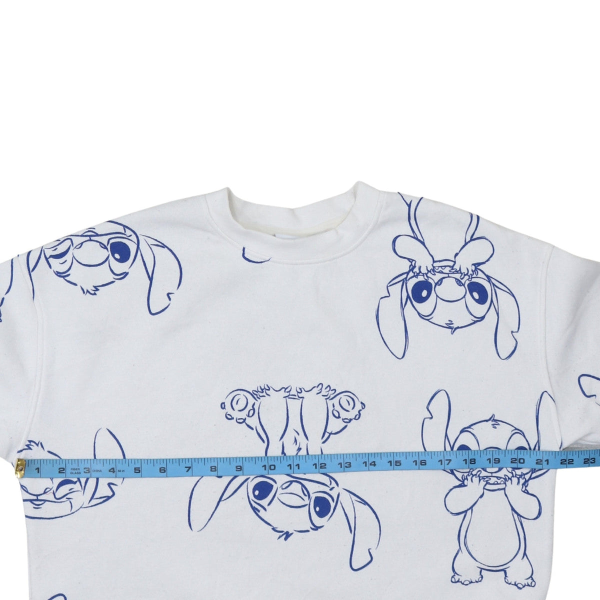 Disney Women White Stitch Print Pullover Sweatshirt Size S