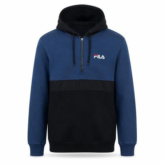 FILA Men's Blue Half Zip Hoodie Size S Logo Sportswear