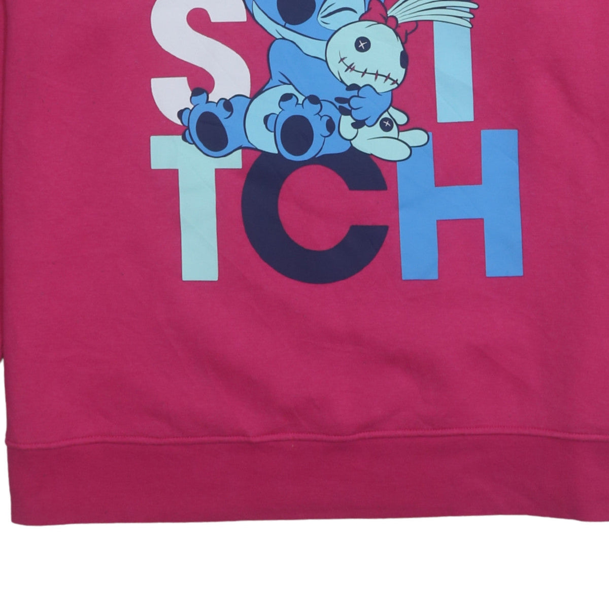 Additional view of Disney Women Pink Stitch Pullover Sweatshirt L Crew Neck Cotton Blend