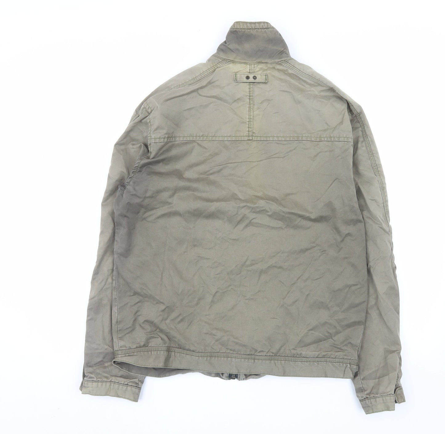 Next Men's Green Cotton Military Style Zip Jacket Size M
