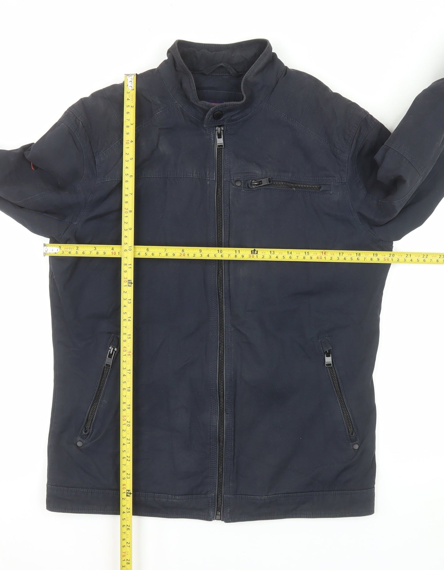 Superdry Men's Blue Cotton Bomber Jacket Size S Full Zip