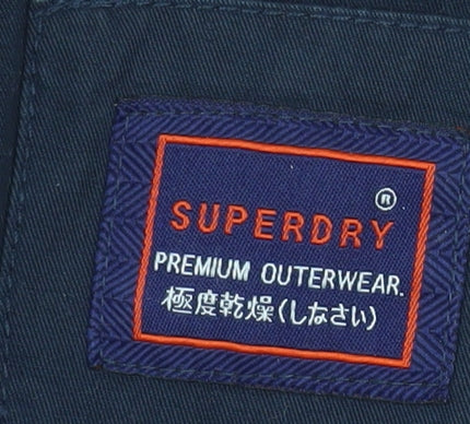 Superdry Men's Blue Cotton Bomber Jacket Size S Full Zip