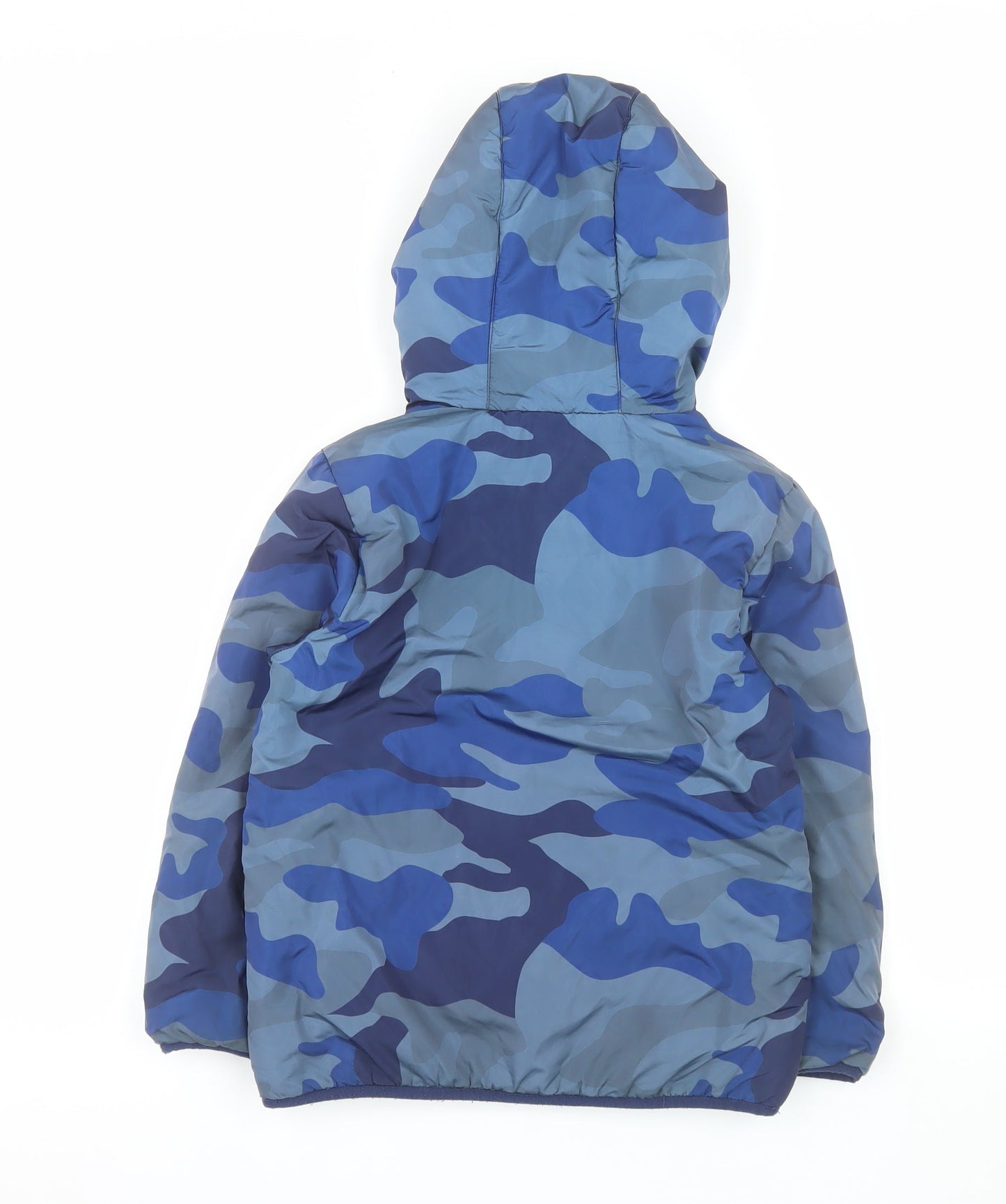 Mini Boden Boys Blue Camouflage Hooded Puffer Jacket 7-8 Years