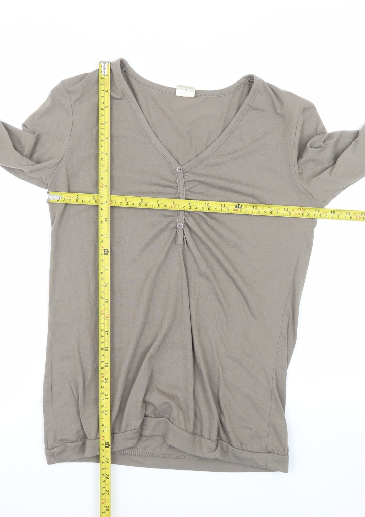 La Redoute Women Brown V-Neck Long Sleeve Basic T-Shirt Size 10