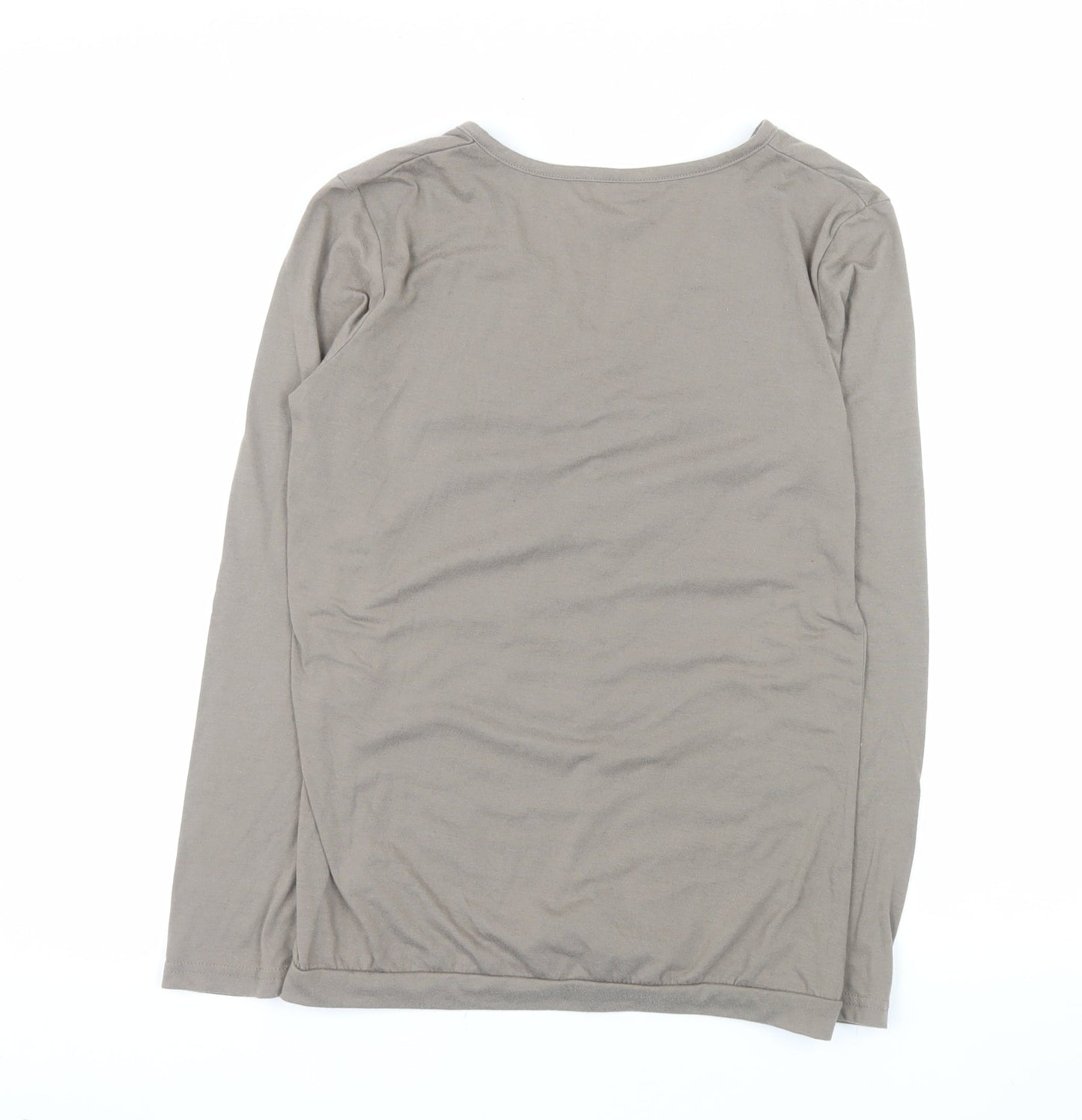 La Redoute Women Brown V-Neck Long Sleeve Basic T-Shirt Size 10