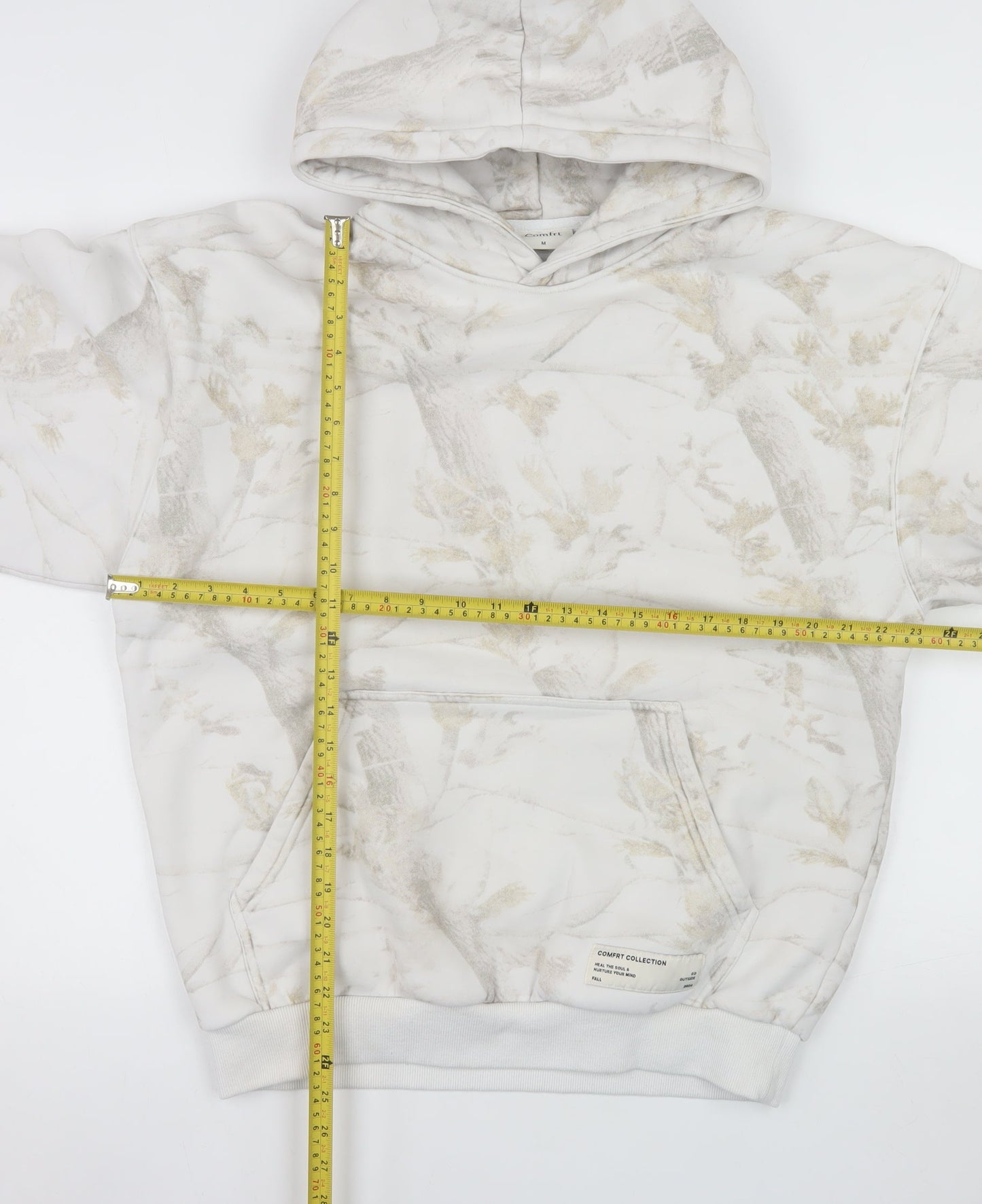 Comfrt Men's Beige Camouflage Pullover Hoodie Size M