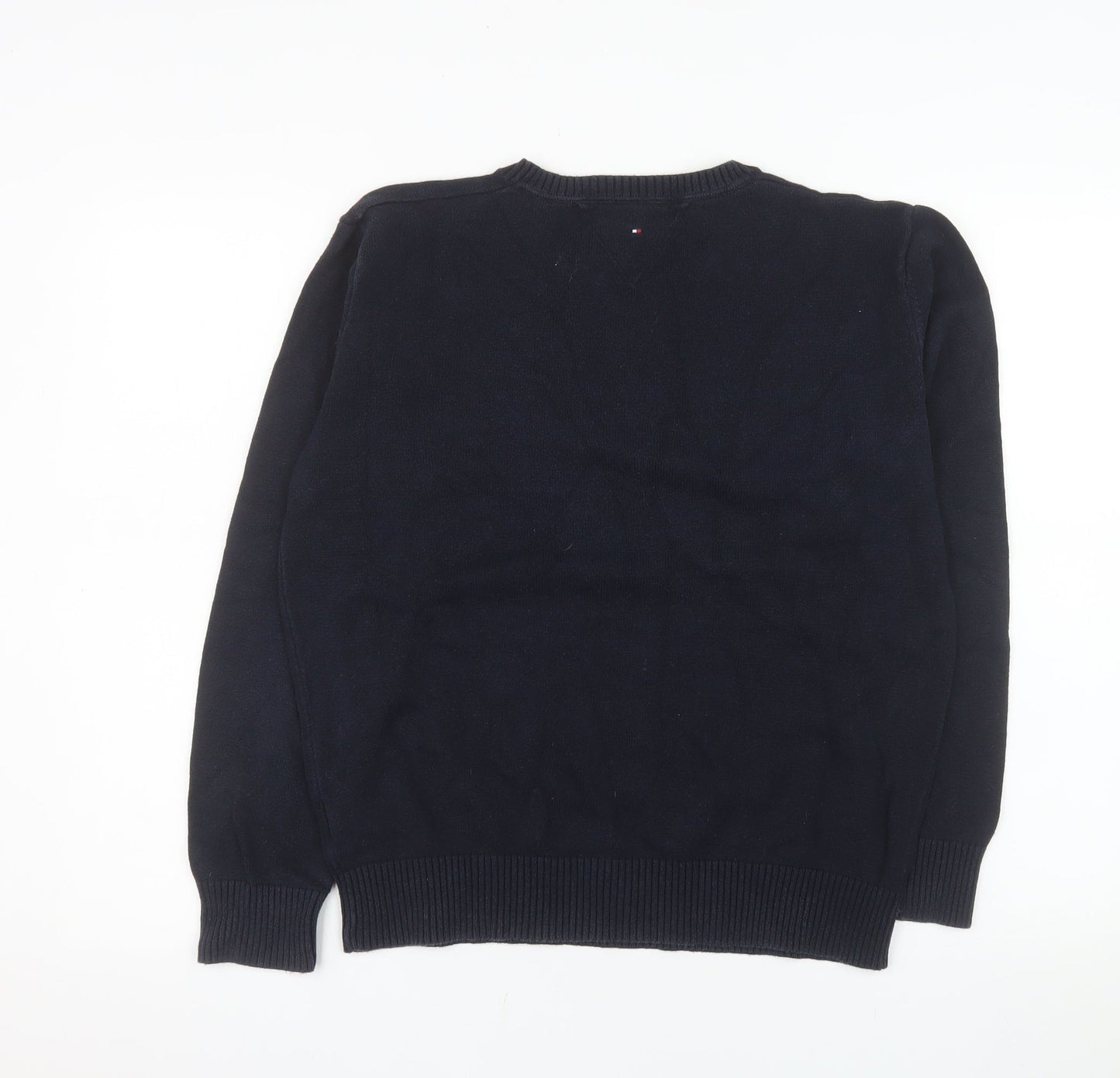 Tommy Hilfiger Men's Blue Cotton Crew Neck Pullover Jumper L