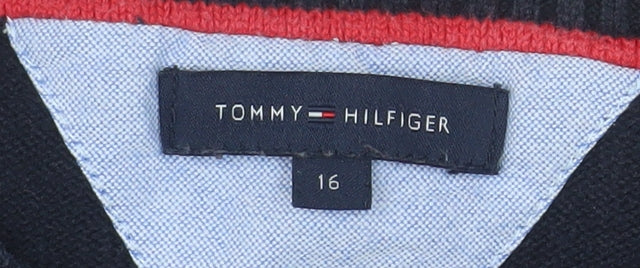 Tommy Hilfiger Men's Blue Cotton Crew Neck Pullover Jumper L