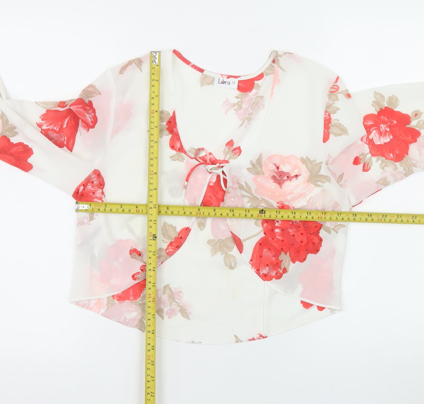 Libra Womens Multicoloured Floral Chiffon Wrap Blouse Size 10