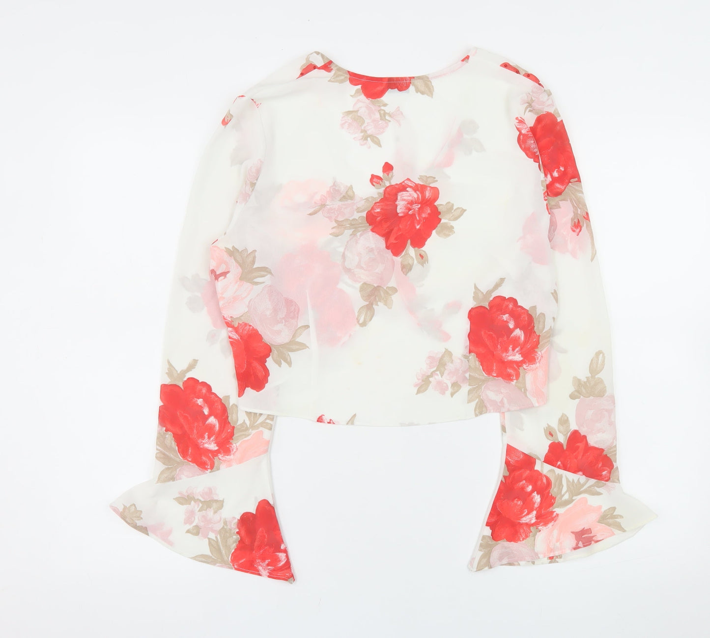 Libra Womens Multicoloured Floral Chiffon Wrap Blouse Size 10