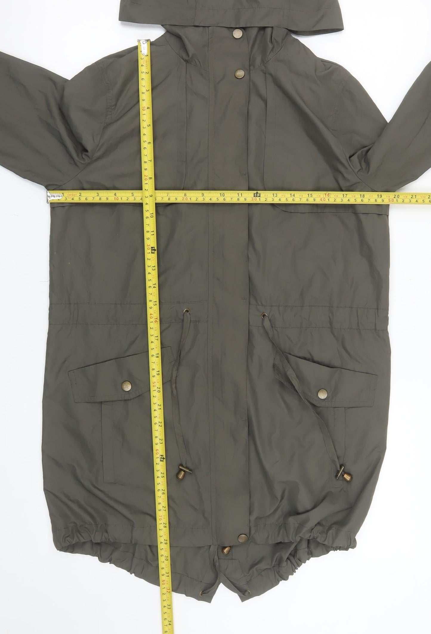 New Look Women's Khaki Green Hooded Parka Jacket Size 8