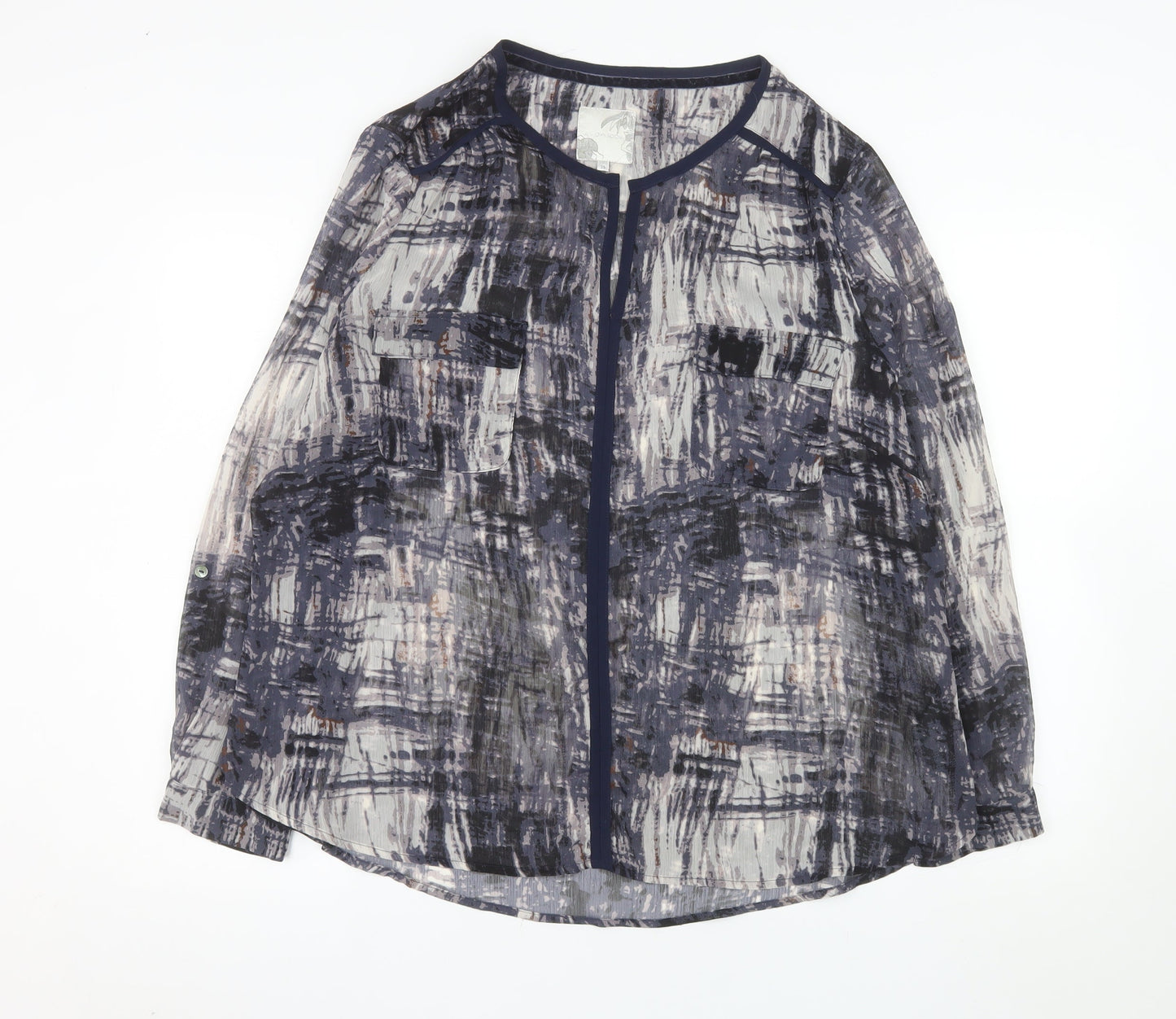 RJR John Rocha Women's Blue Abstract Chiffon Blouse Size 20