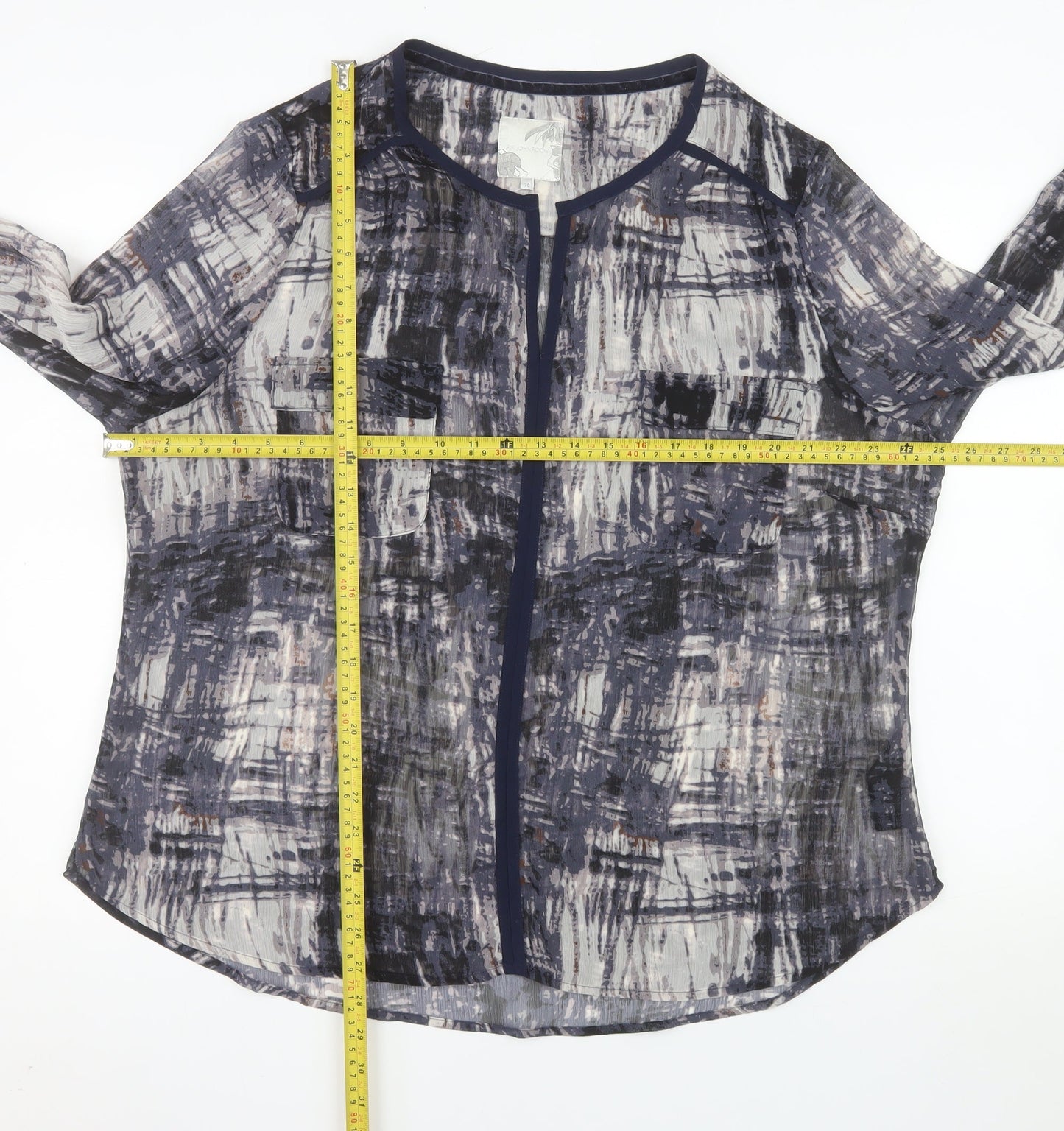 RJR John Rocha Women's Blue Abstract Chiffon Blouse Size 20