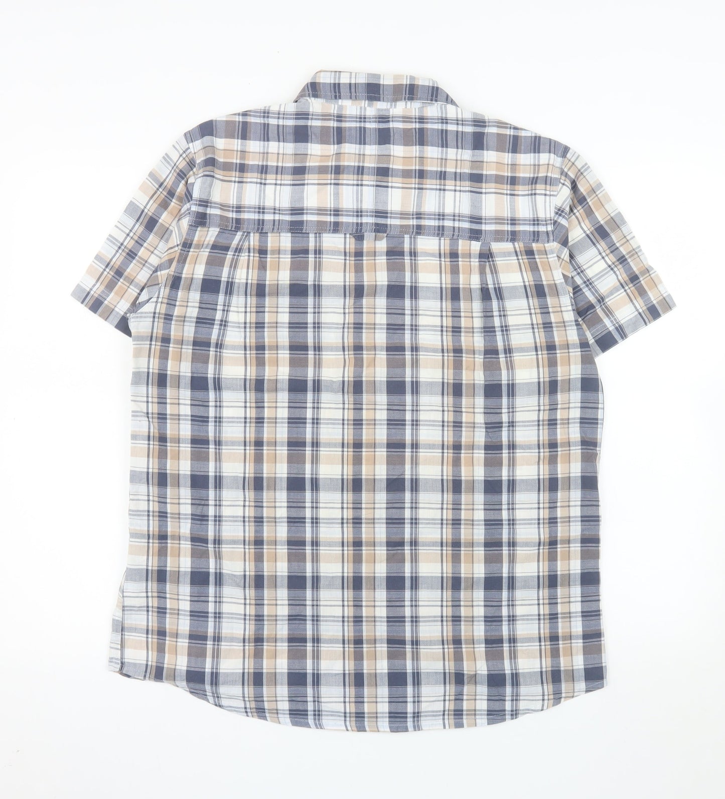 Mountain Warehouse Men's Beige Check Short Sleeve Button-Up Shirt M
