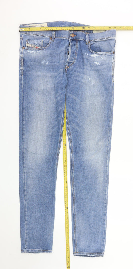 Diesel Men's Blue Slim Fit Distressed Denim Jeans Size 34