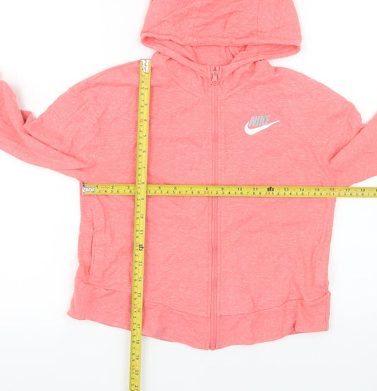 Nike Womens Pink Full Zip Hoodie Jacket Size M Cotton Lightweight