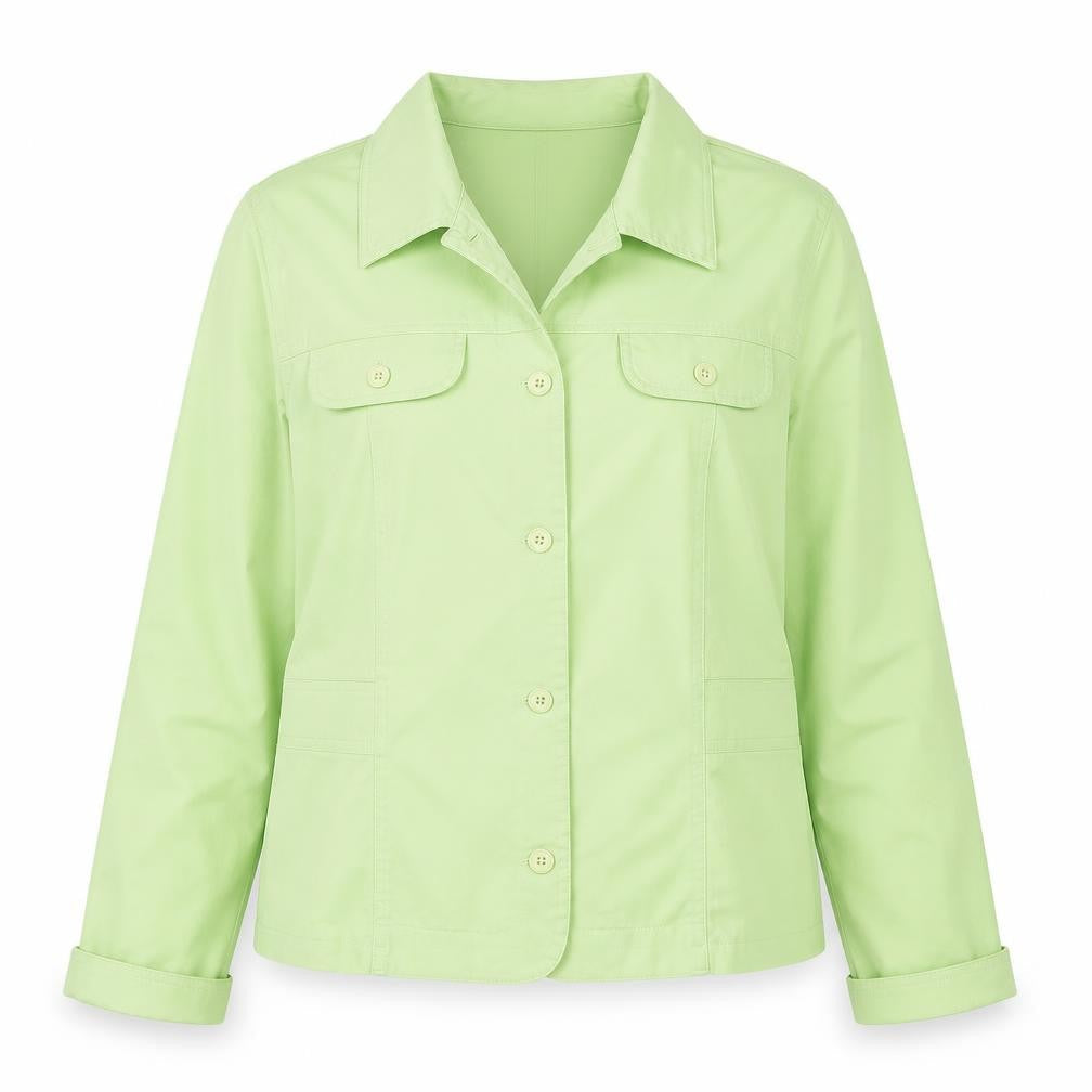 FRN by Francis Women's Green XL Cotton Blend Button Jacket
