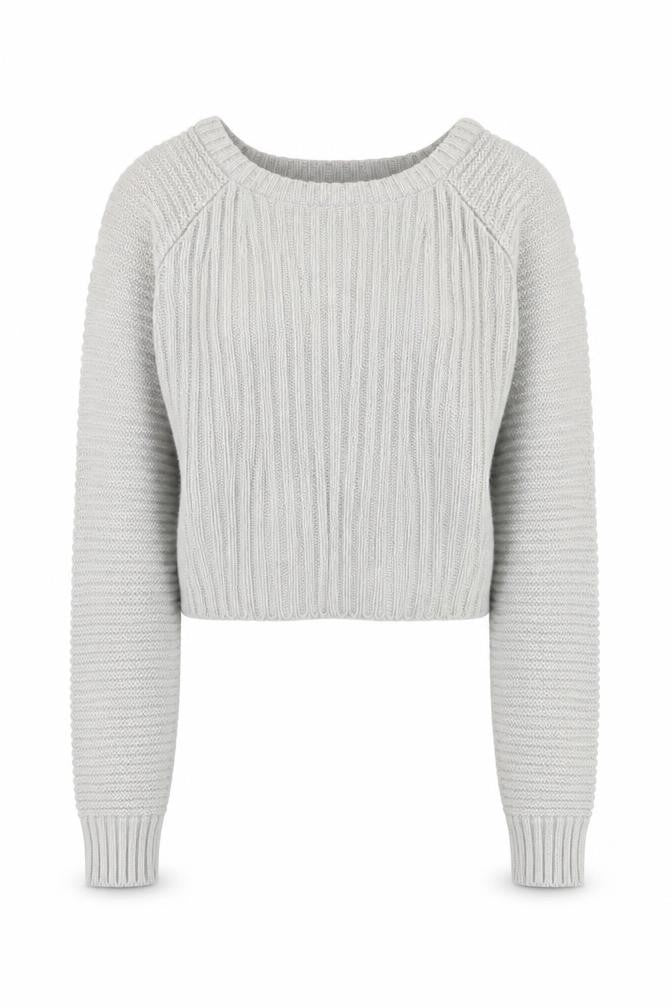 PRETTYLITTLETHING Petite Women’s Grey Ribbed Knit Crew Neck Jumper Size S