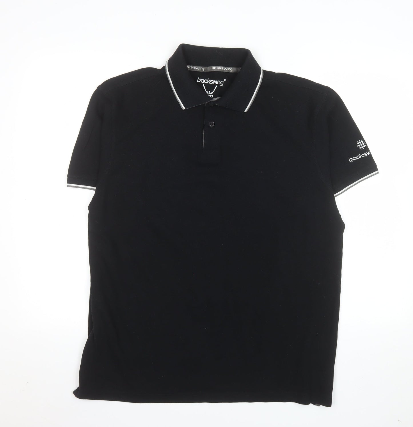 Backswing Men's Black Polo Shirt Large Golf Casual Top