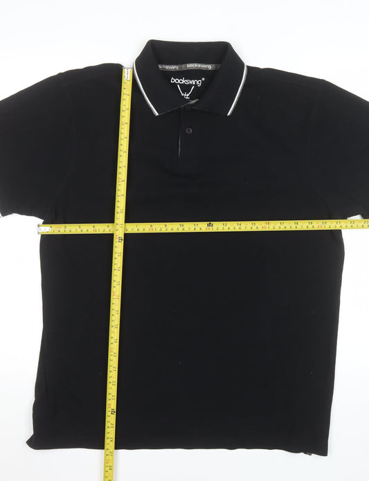 Backswing Men's Black Polo Shirt Large Golf Casual Top