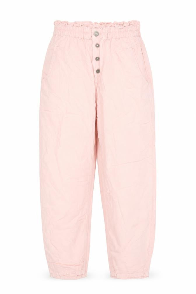 Zara Women Pink Paperbag Cotton Tapered Trousers Size 8