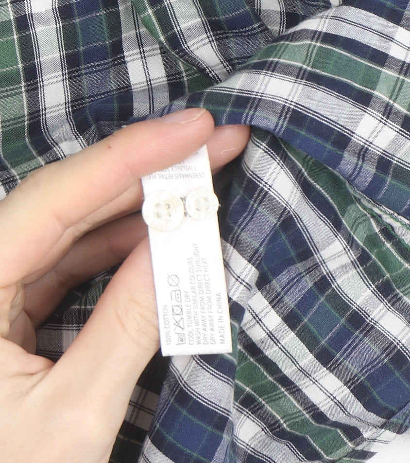 Maine New England Men's Blue Check Cotton Button-Up Shirt Size L
