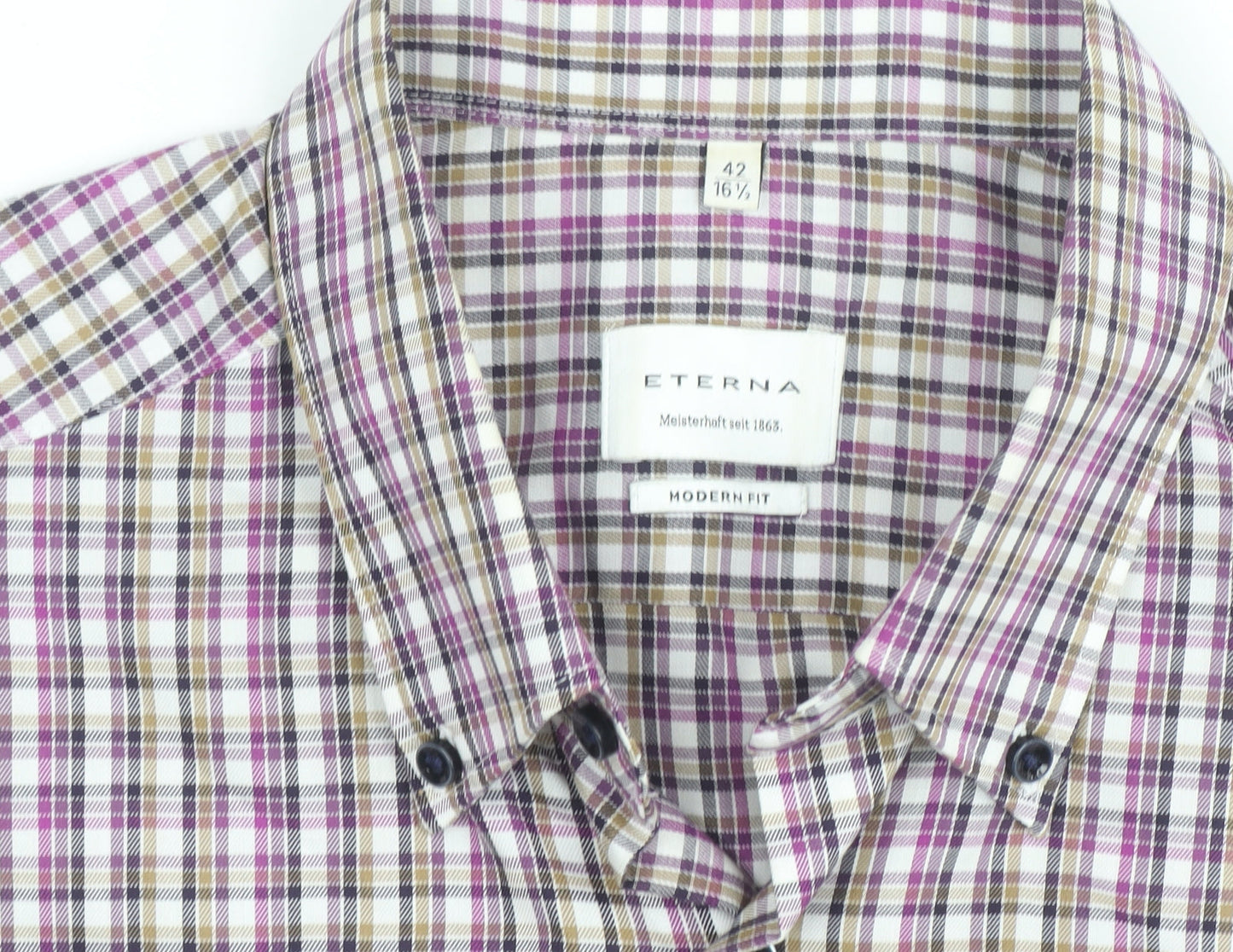 Eterna Men’s Multicoloured Check Long Sleeve Button-Up Shirt 16.5in Regular Fit