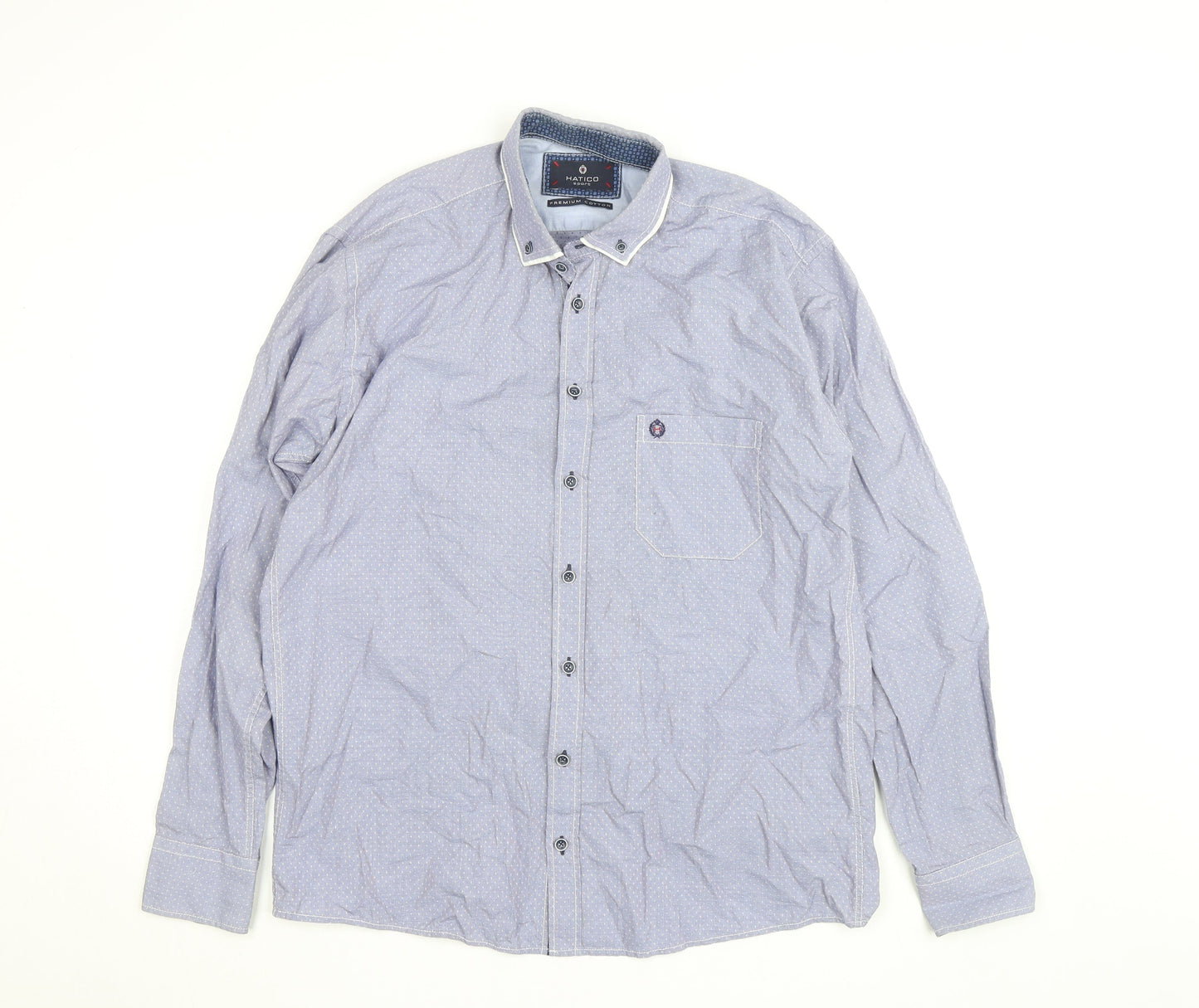 Hatico Men Blue Cotton Long Sleeve Regular Fit Button-Up Shirt 41