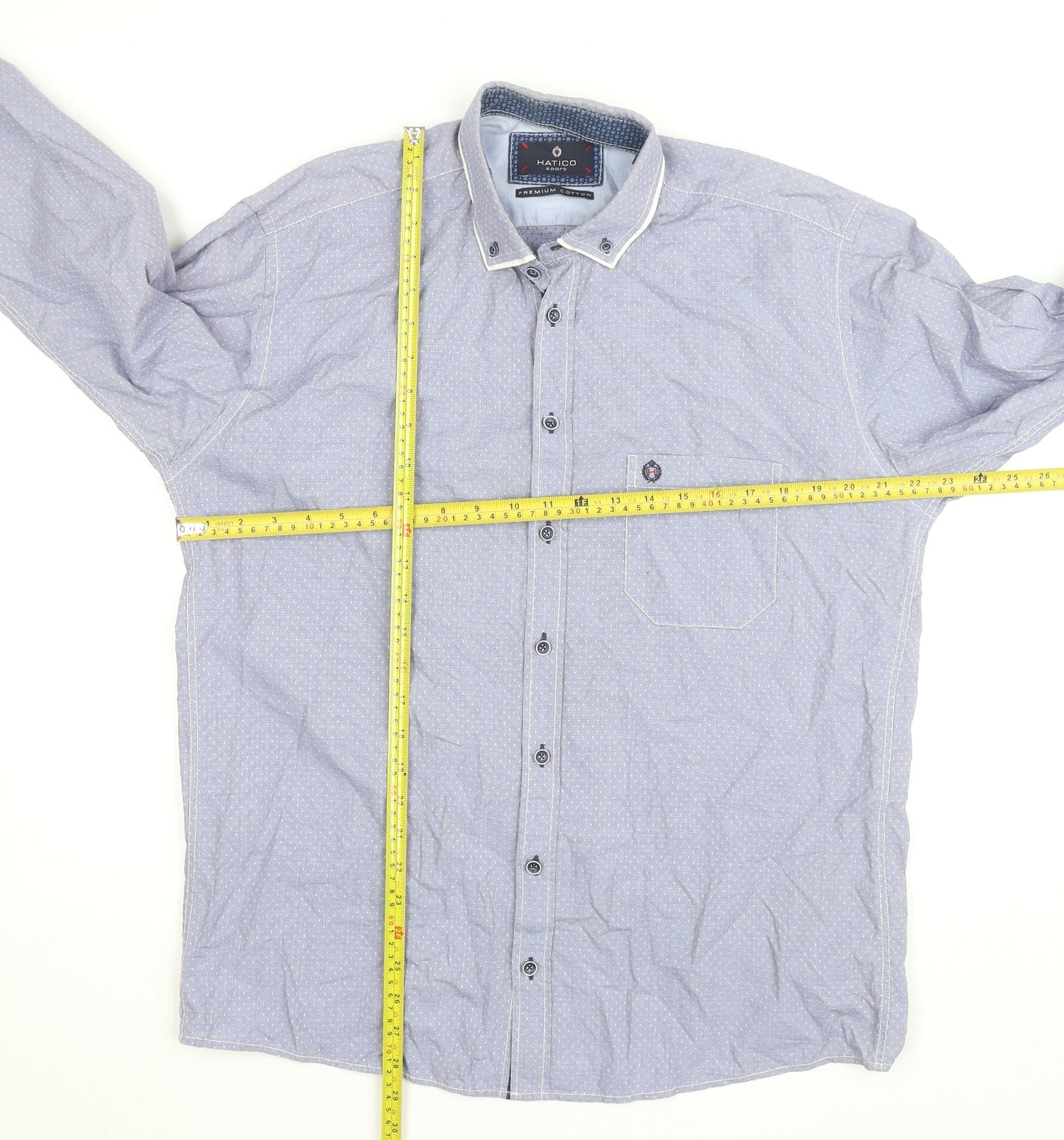 Hatico Men Blue Cotton Long Sleeve Regular Fit Button-Up Shirt 41
