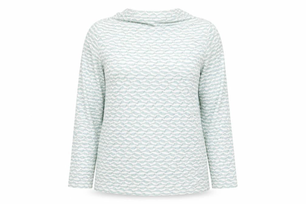 Principles by Ben de Lisi Women's Blue Geometric Long Sleeve Jersey Blouse Size 12