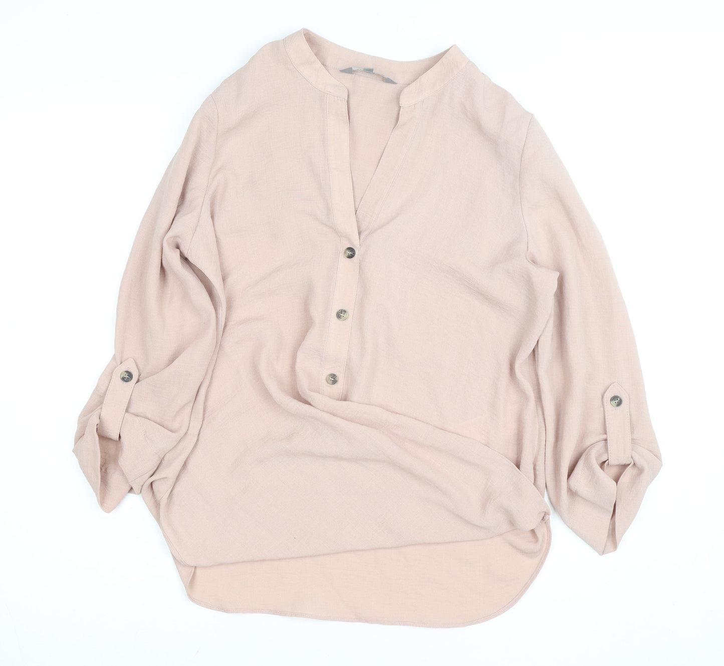 Principles Women Beige Tunic Blouse Size 10 Viscose Long Sleeve