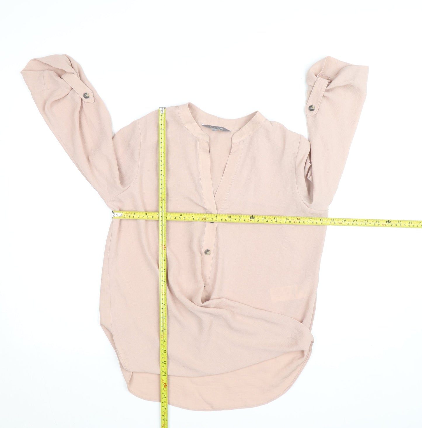 Principles Women Beige Tunic Blouse Size 10 Viscose Long Sleeve