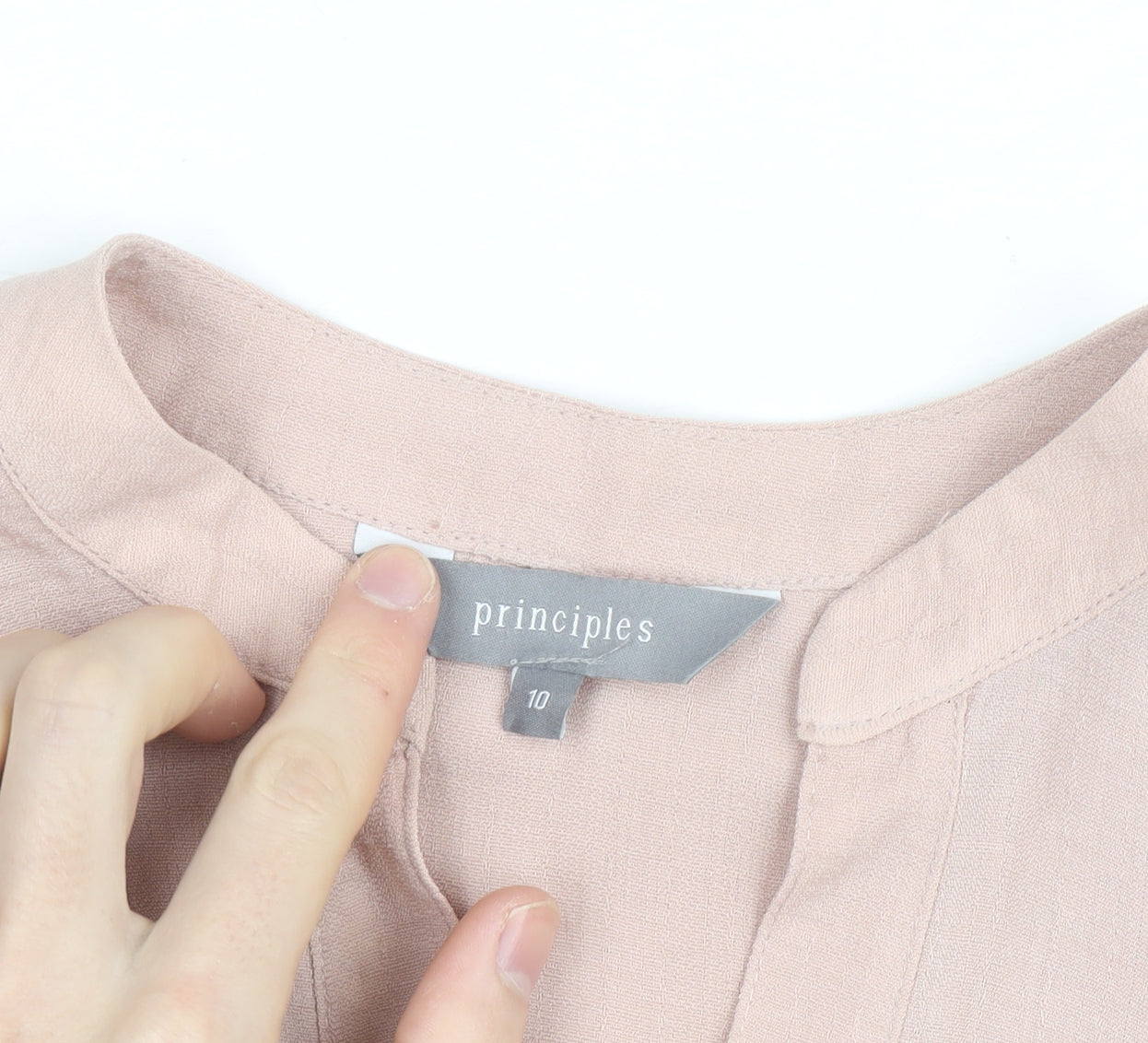 Principles Women Beige Tunic Blouse Size 10 Viscose Long Sleeve