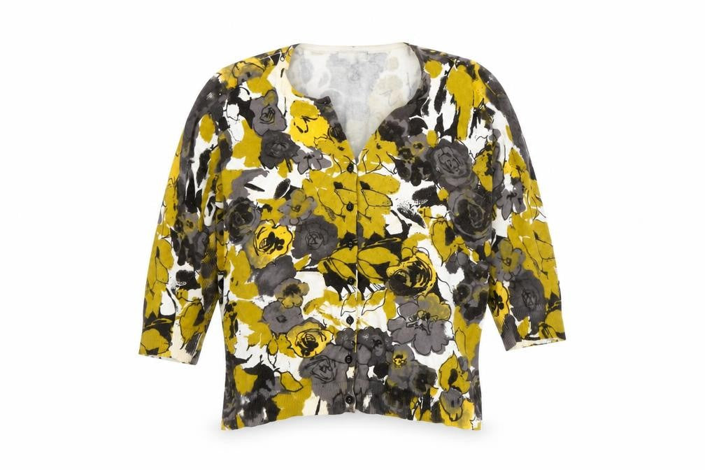 Jobis Women's Multicoloured Floral Button-Up Knit Cardigan XS