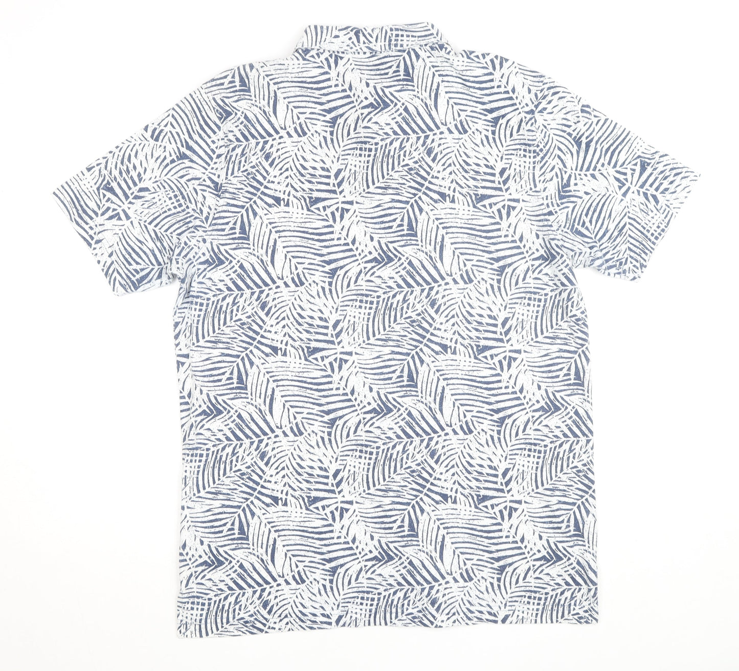 Dunnes Stores Men's Blue Leaf Print Regular Fit Short Sleeve Shirt