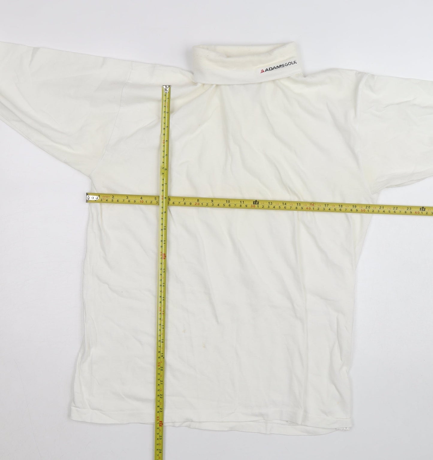 CIQE Mens White Roll Neck Golf Sweatshirt L Long Sleeve Cotton
