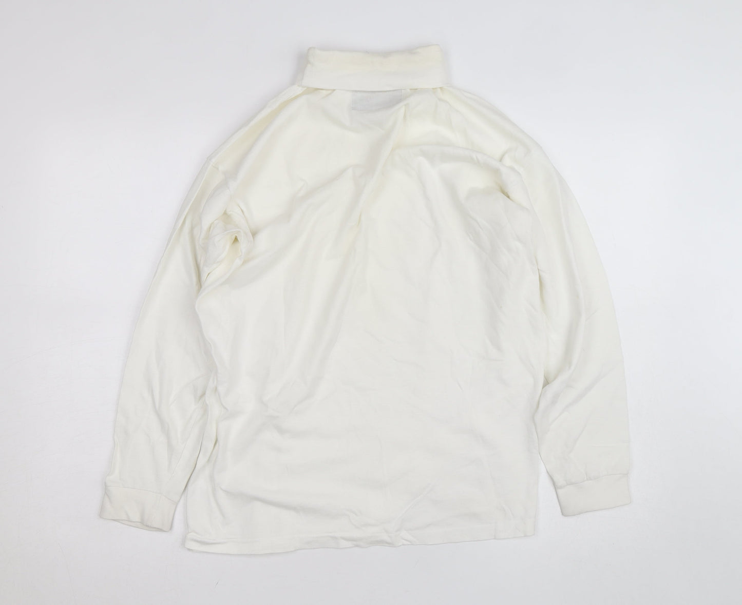 CIQE Mens White Roll Neck Golf Sweatshirt L Long Sleeve Cotton