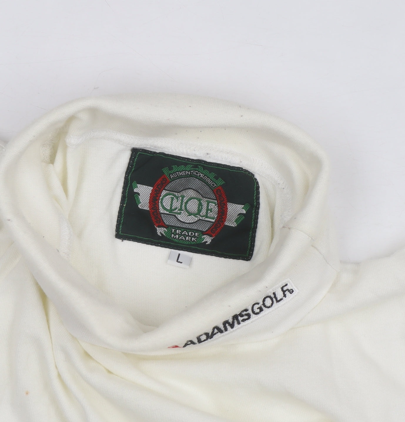 CIQE Mens White Roll Neck Golf Sweatshirt L Long Sleeve Cotton