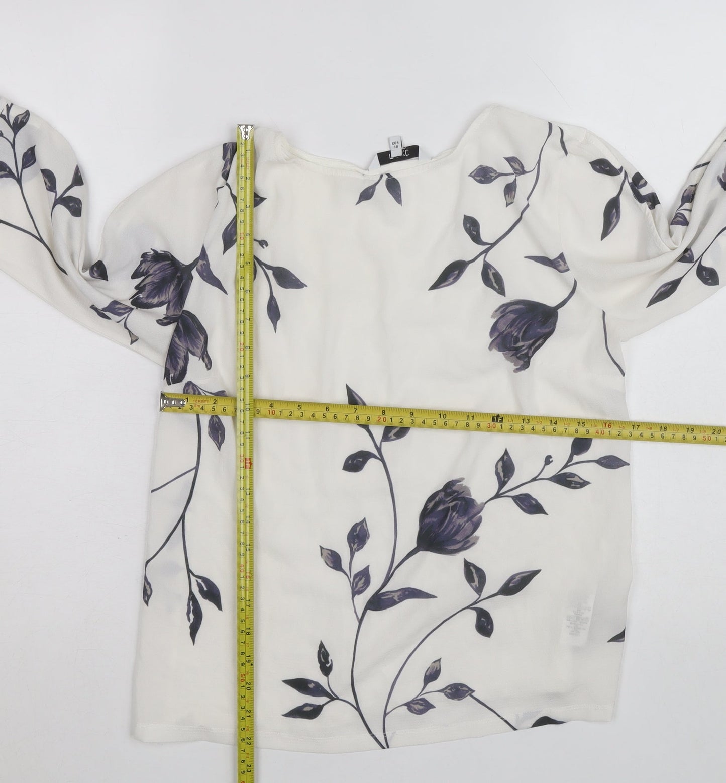 Next Women's White Floral 3/4 Sleeve Chiffon Blouse Size 10