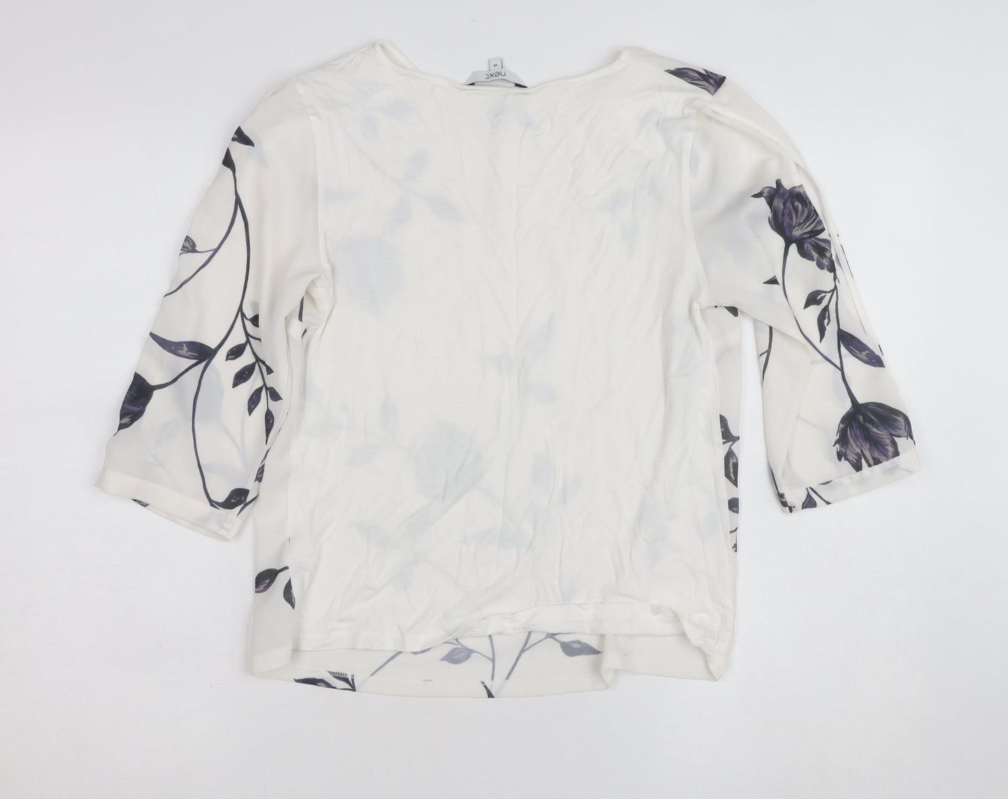 Next Women's White Floral 3/4 Sleeve Chiffon Blouse Size 10