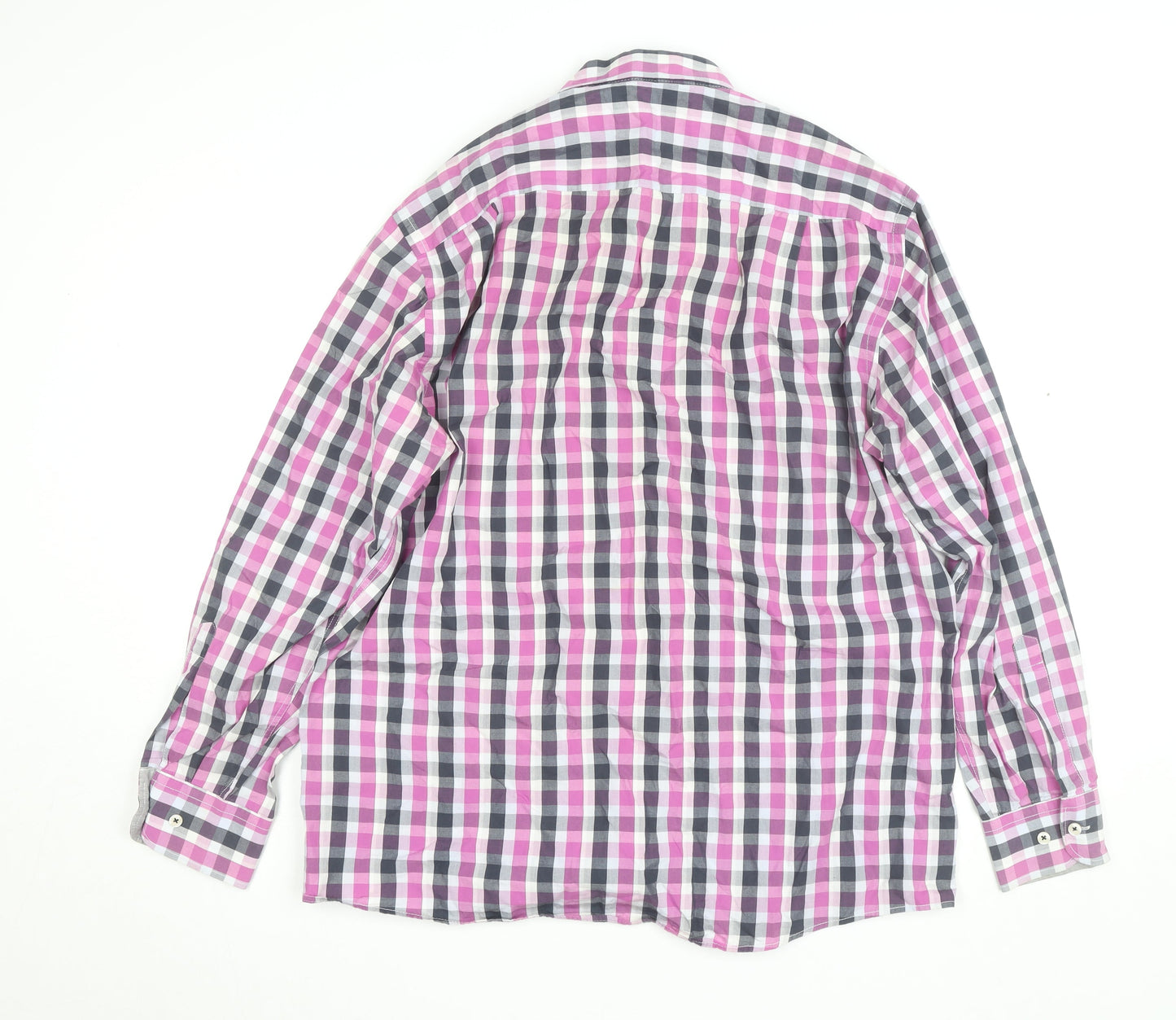 Casa Moda Men's Multicoloured Check Cotton Long Sleeve Shirt Size 16