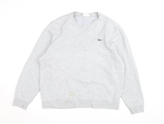Lacoste Men's Grey Crew Neck Cotton Blend Pullover Sweatshirt L