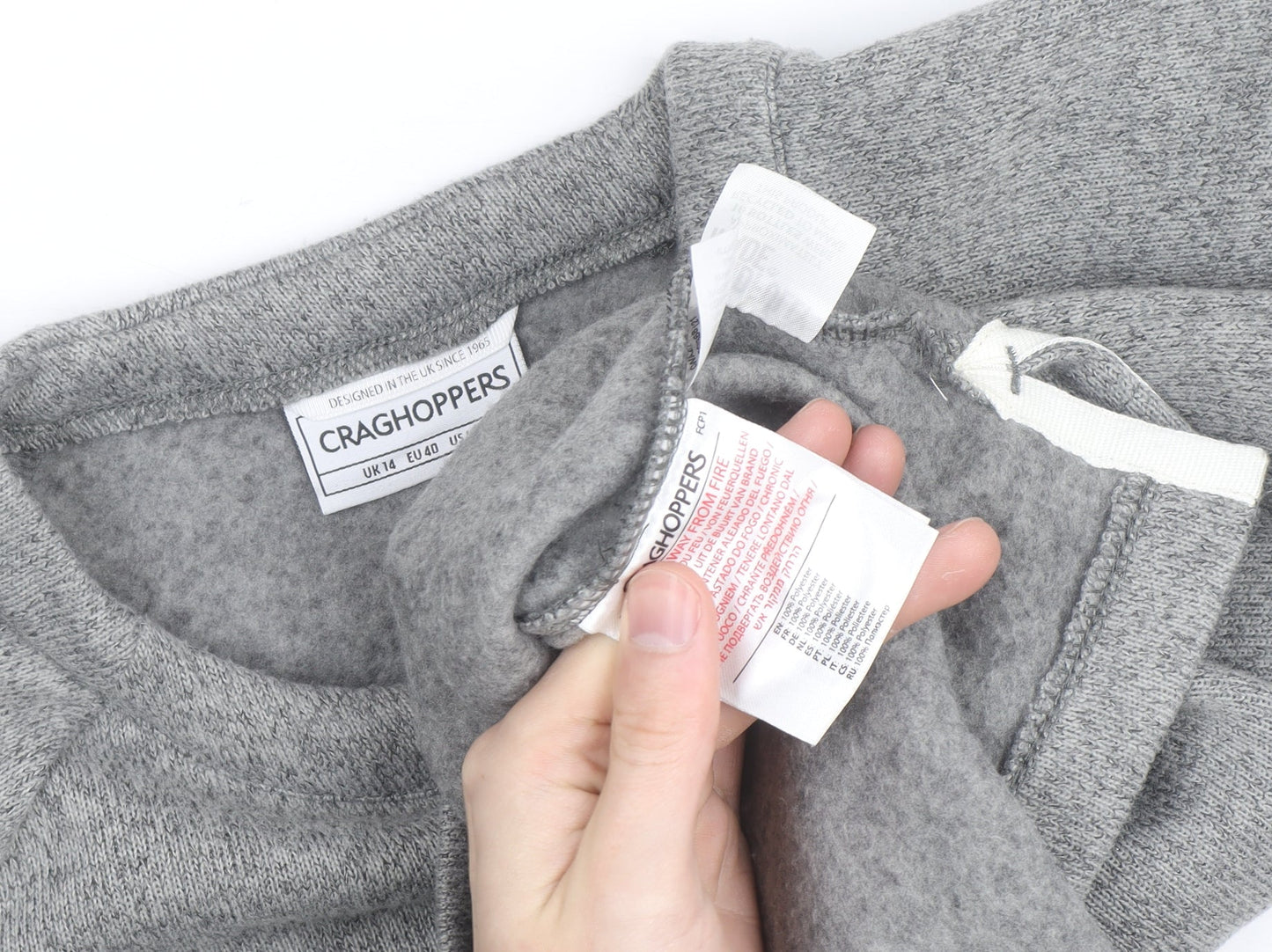Craghoppers Men's Grey Button Neck Fleece Jumper Size L