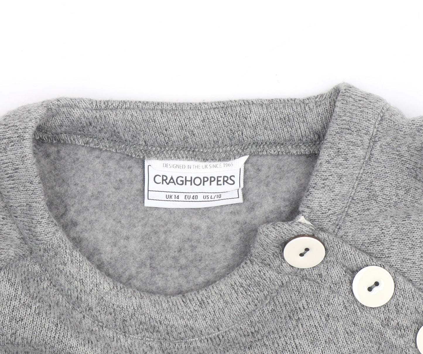 Craghoppers Men's Grey Button Neck Fleece Jumper Size L
